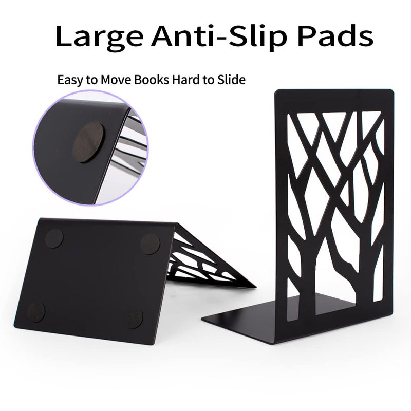 shikaman Metal Bookends-Heavy Book Ends for Shelves,Book Shelf Holder Home Decorative,Black Bookend Supports - Image 5